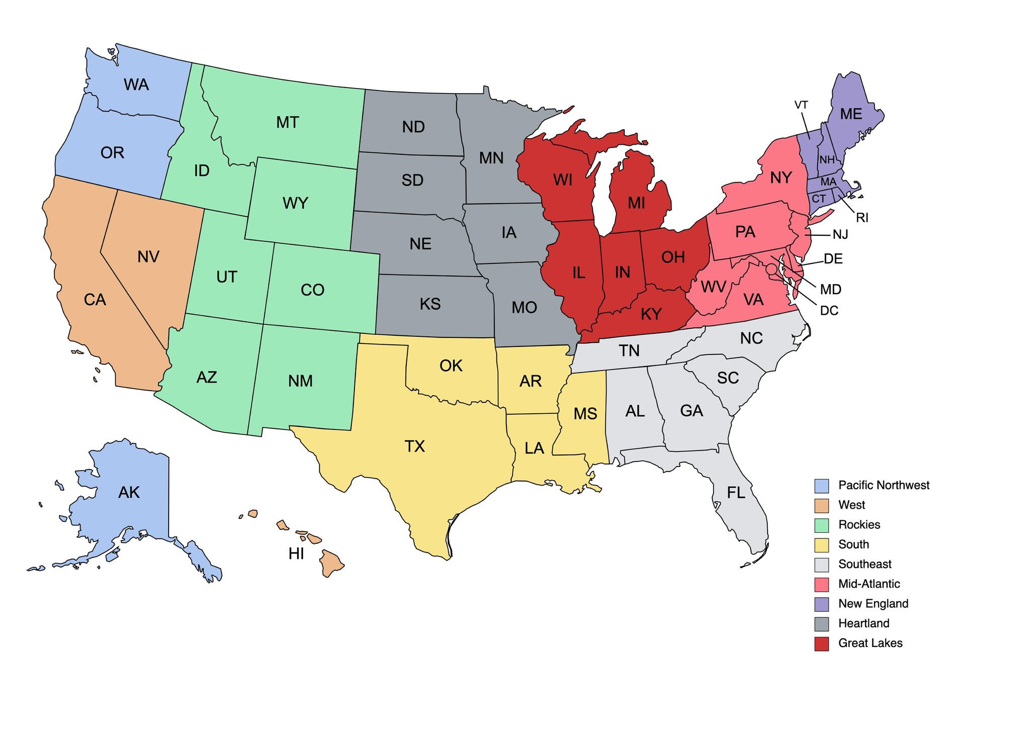 Map of US Regions